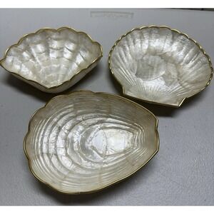 Sea Shells, Capiz Trinket Dishes, Glossy, Set Of 3. Each Unique